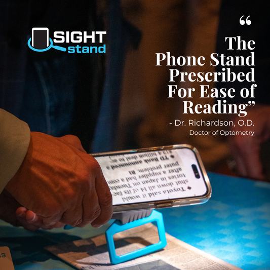 The All New, Doctor Recommended Phone Magnification Stand For Reading - with FREE Lens Clip