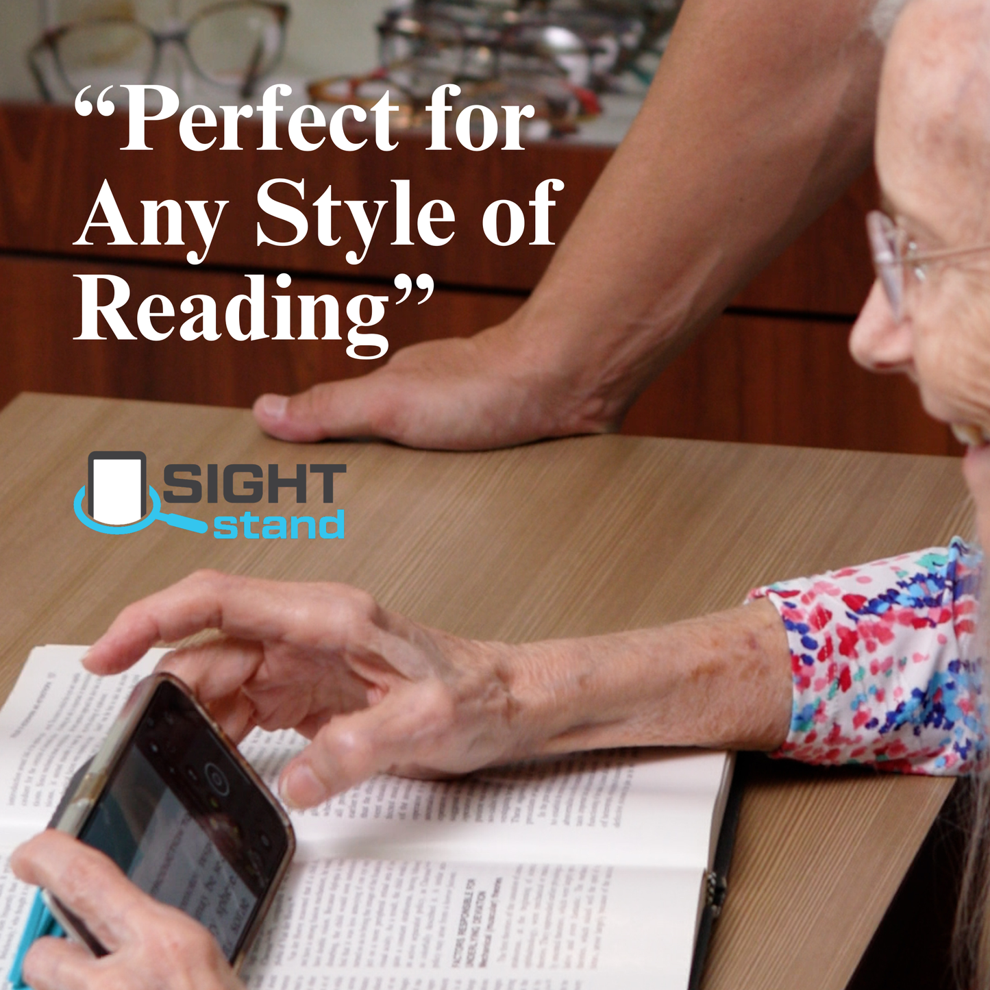 The All New, Doctor Recommended Phone Magnification Stand For Reading - with FREE Lens Clip